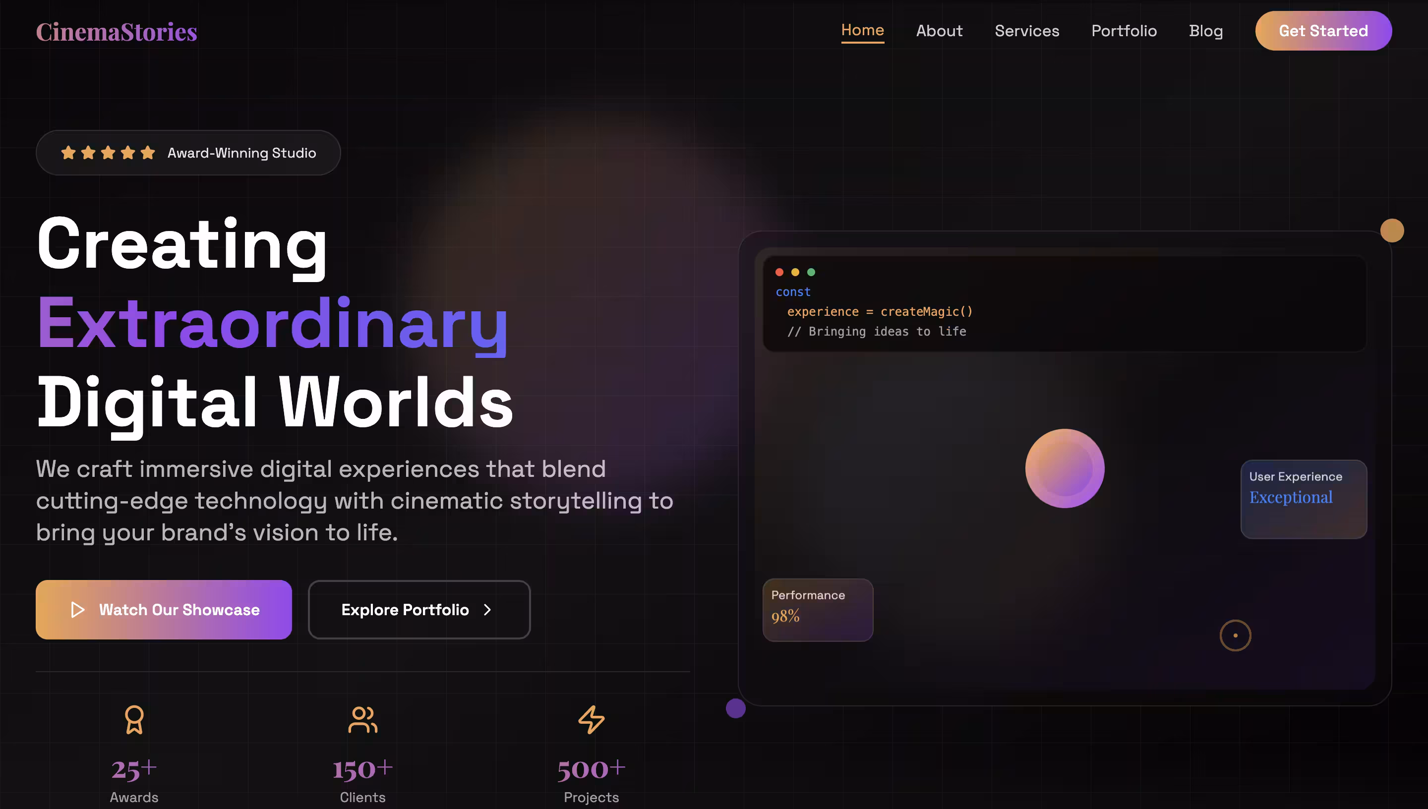Cinema Stories - Cinematic Storytelling Platform live preview
