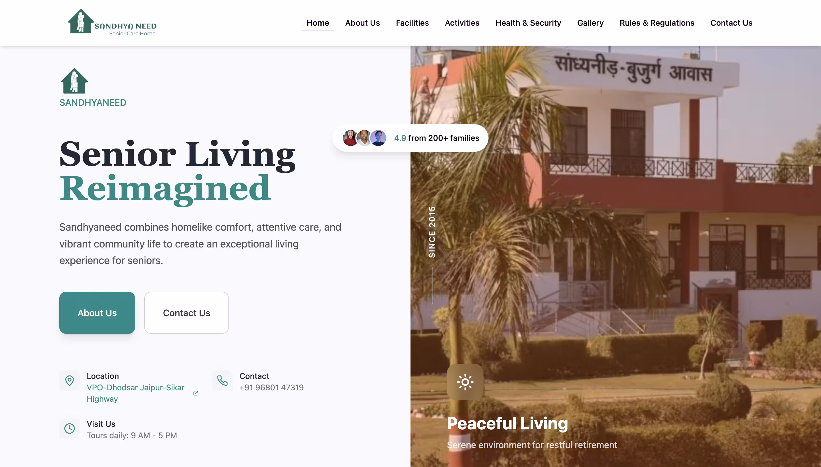 Sandhyaneed Senior Living Platform live preview