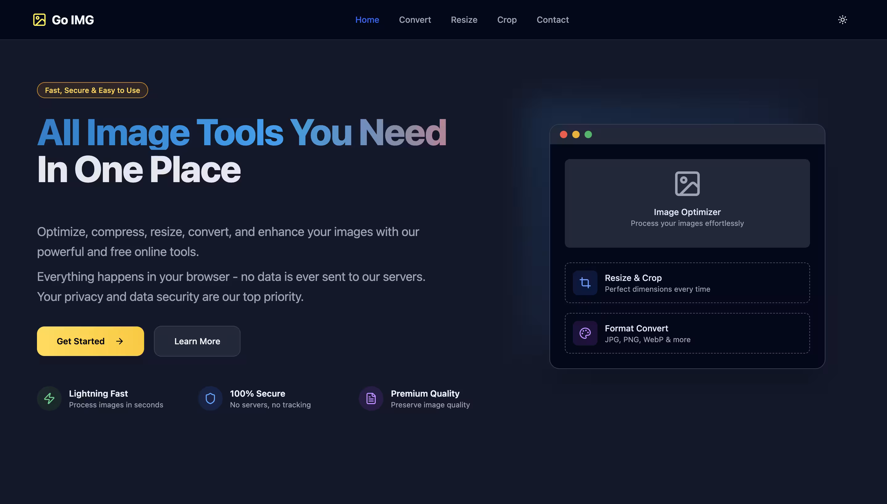 GoIMG — Free Image Tools Suite live preview