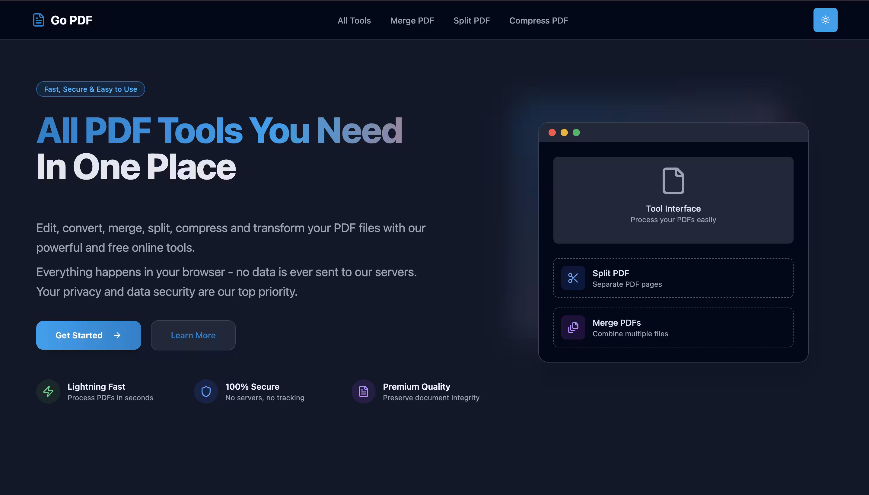 GoPDF — Free PDF Tools in One Place live preview
