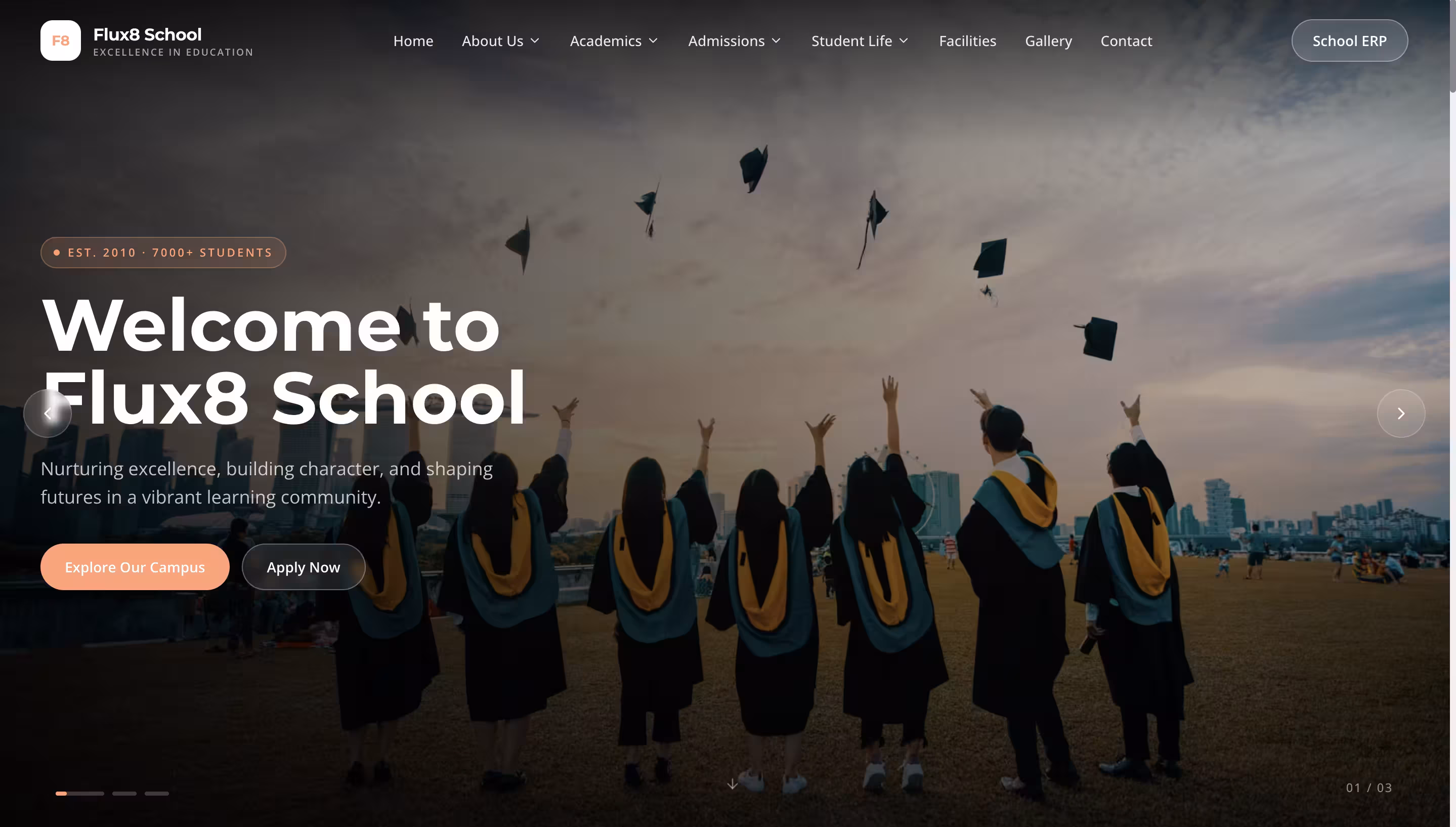 Flux8 School Website & ERP System live preview