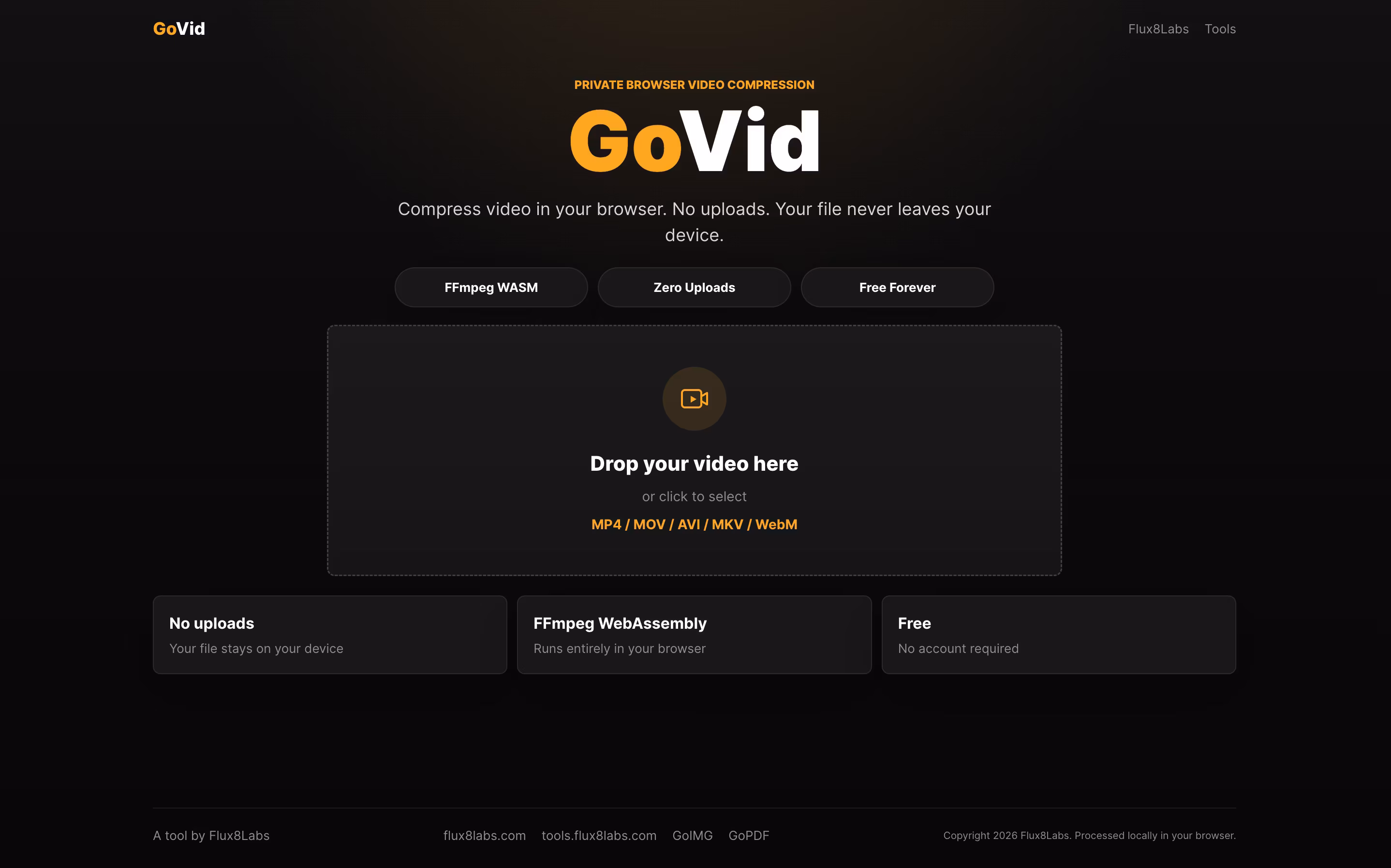 GoVid — Free Browser Video Compressor live preview