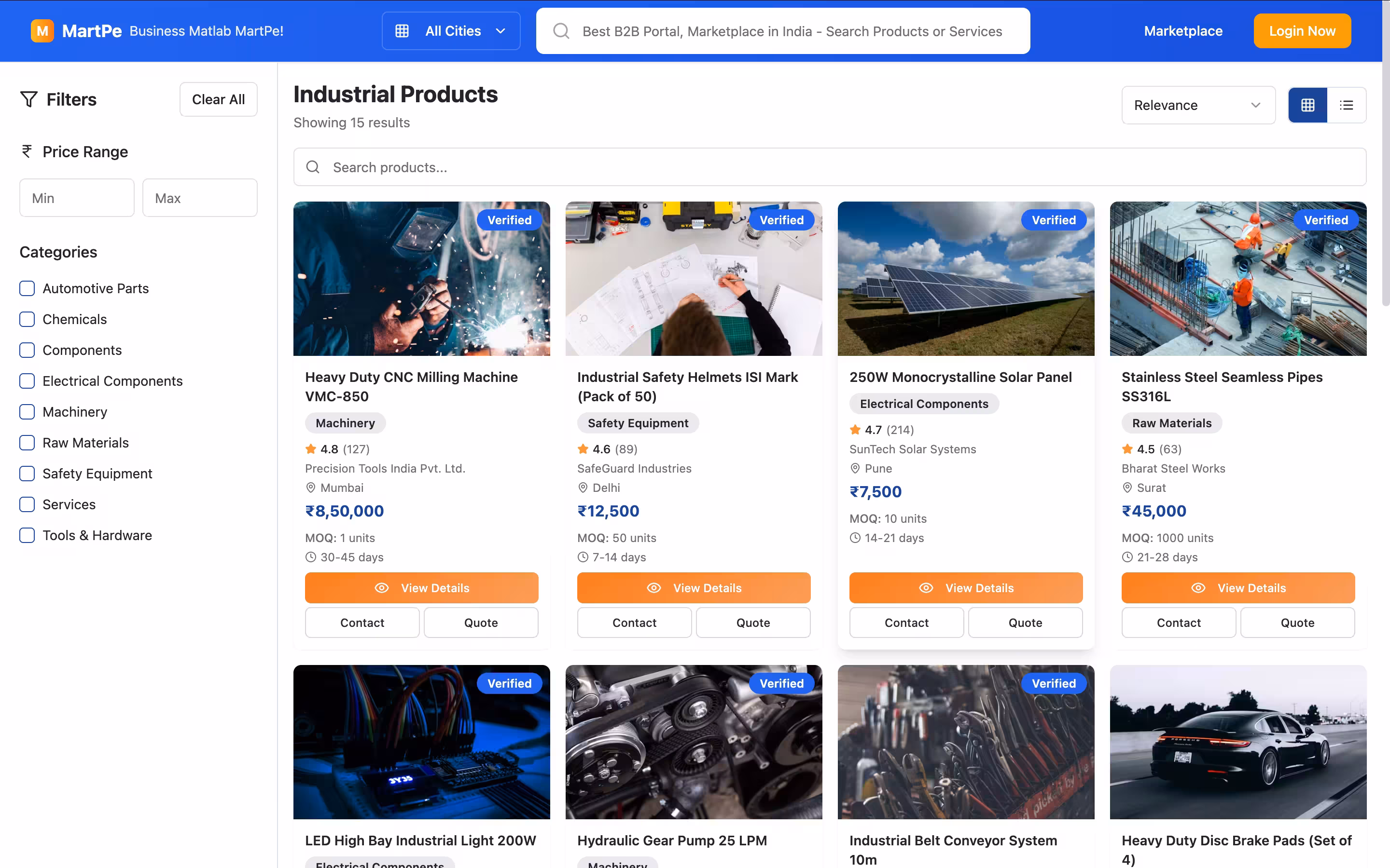 MartPe — Industrial B2B Marketplace — software website screenshot built by Flux8Labs